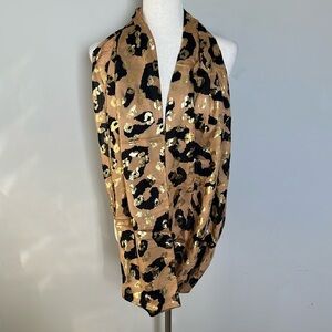 Gold Metallic Burnout Mob Wife‎ Animal Print Infinity Scarf
